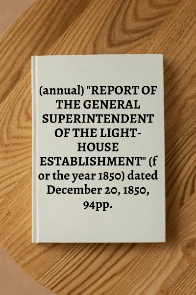 435f. (annual) "REPORT OF THE GENERAL SUPERINTENDENT OF THE LIGHT-HOUSE ESTABLISHMENT" (for the year 1850) dated December 20, 1850, 94pp.