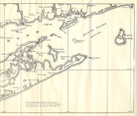 31079. (chart) Long Island Sound Showing the Light Stations from Block Island to New York. The New England Almanac by David A. Daboll, Center Groton, Conn. 1917. - Image 3