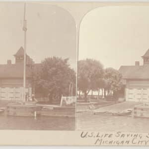 21254. [stereoview] United States Life-Saving Station, Michigan City, Indiana. c.1889