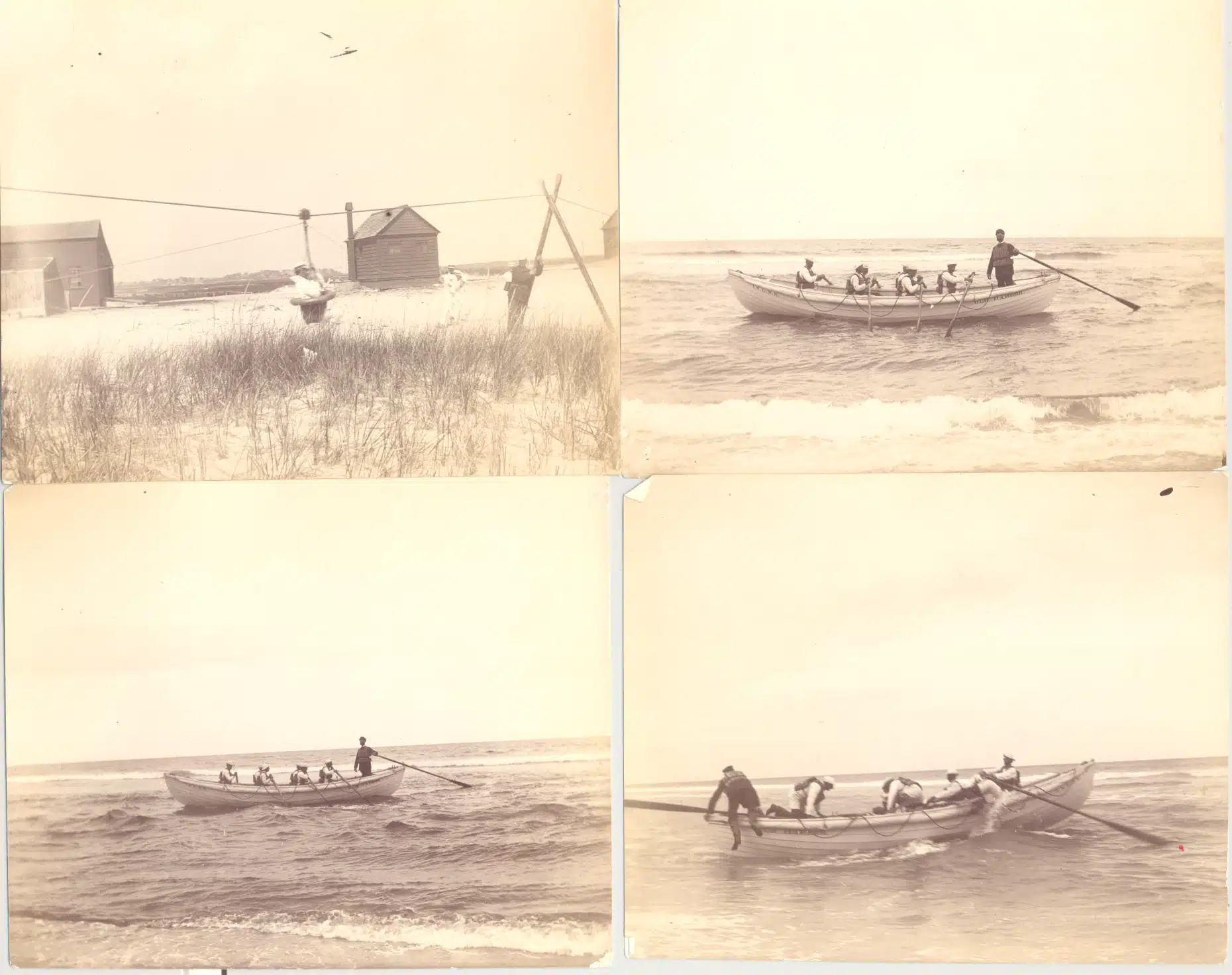 24142c. (4 photo views) Life Savers Drilling, Rye Beach, NH. c.1906.