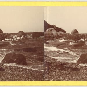 25127. Life Saving Service surfboat launching from the beach. c.1897