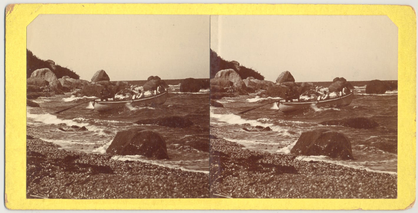 25127. Life Saving Service surfboat launching from the beach. c.1897