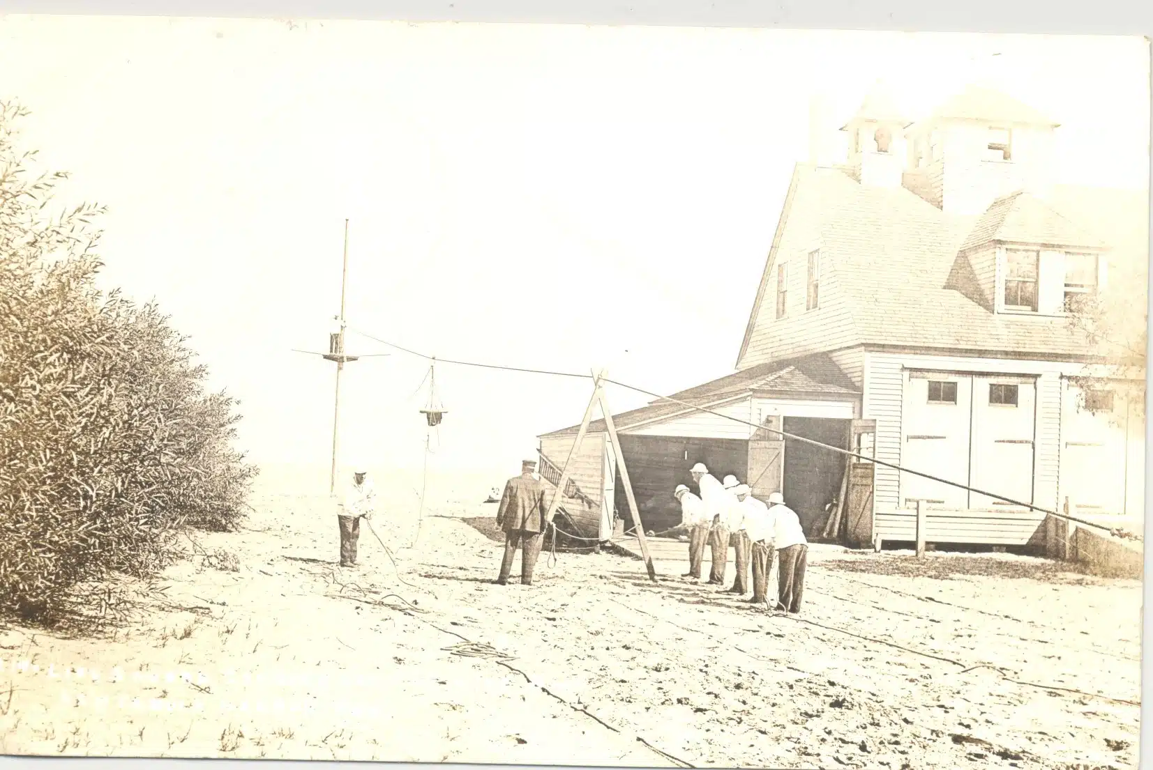 33081a,b. (photo) Breeches Buoy Drill, Ashtabula Harbor Life Saving Station, Ohio c.1910-1913 - Image 3