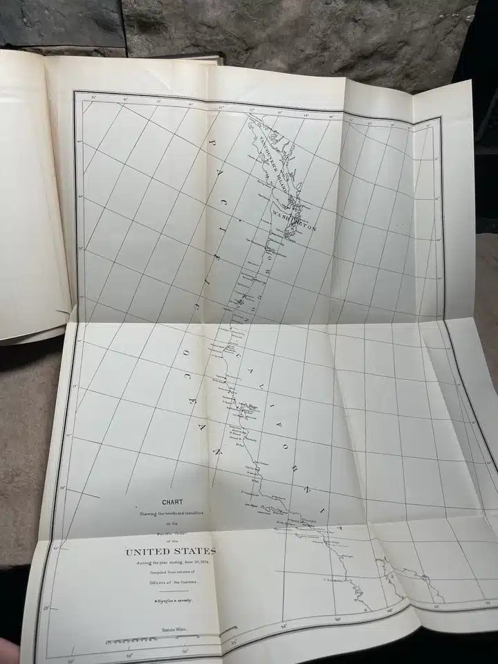34024. (shipwreck report & charts) Annual Report of the Secretary of the Treasury on the State of the Finances For the Year 1874, Report of Light House Board. Wash. GPO. 1874. 762p. - Image 2