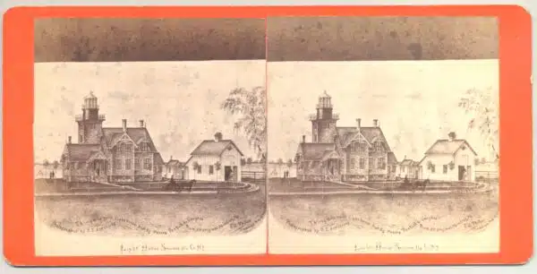 34027. (stereoview) Thirty Mile Point Lighthouse, Lake Ontario c.1870’s.