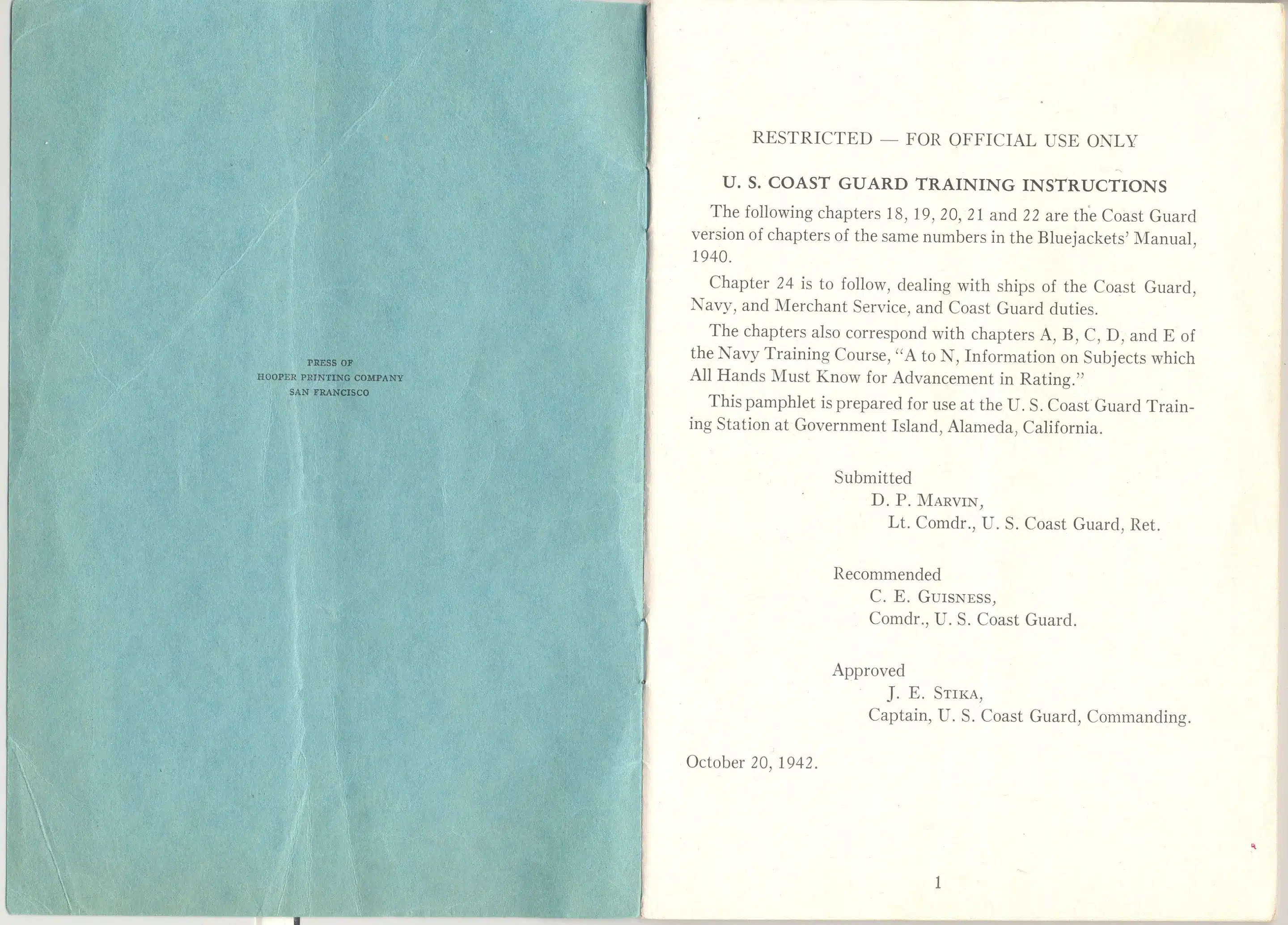 6279t. na. United States Coast Guard Bluejackets’ Manual, 1942. Chapters 18 to 22. 48p. Soft wraps. - Image 4