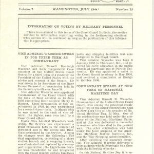 35022. U.S. Coast Guard. COAST GUARD BULLETIN. Volume 2 Number 25 July 1944.
