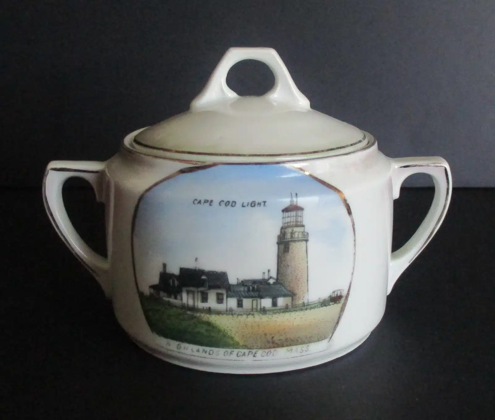 8486d. (souvenir sugar) Cape Cod Lighthouse, Highlands of Cape Cod, North Truro, Mass. c.1900.
