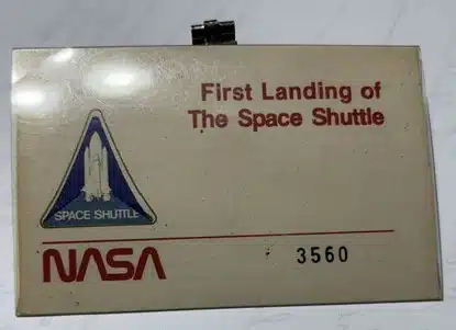 35039. (NASA ID badge) First Landing of the Space Shuttle c.1981. Badge #3560.