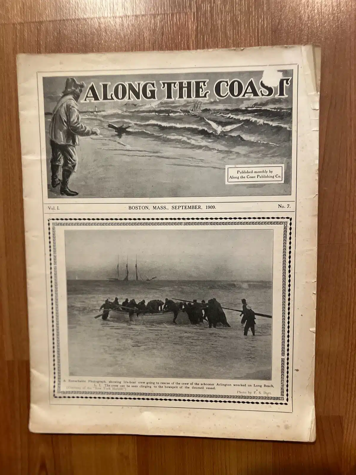 27284e, f. (magazines) Along the Coast – Official Organ of the Surfman’s Mutual Benefit Association. Along the Coast Publishing. Boston. Volume 1, 1909.