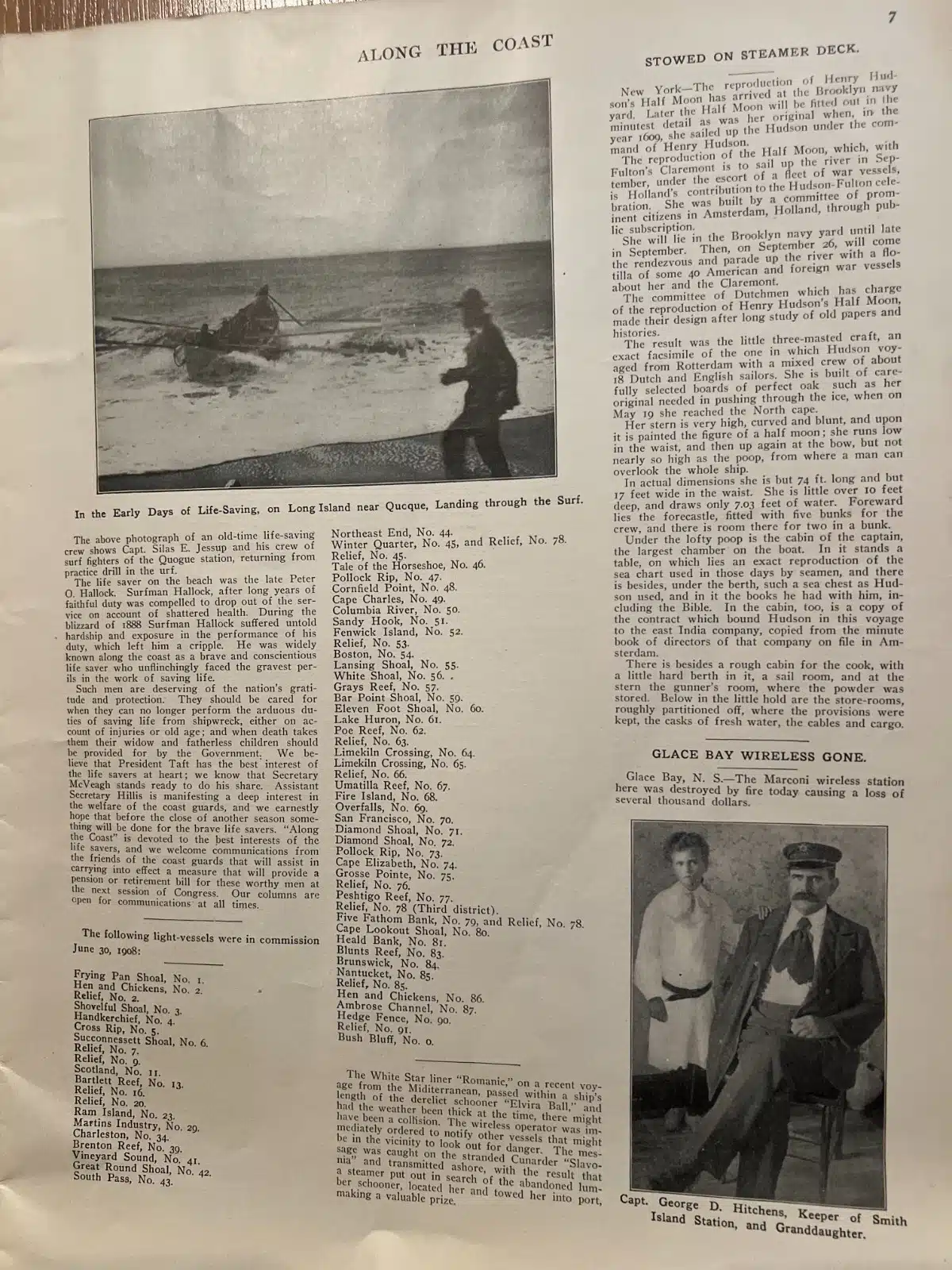 27284e, f. (magazines) Along the Coast – Official Organ of the Surfman’s Mutual Benefit Association. Along the Coast Publishing. Boston. Volume 1, 1909. - Image 5