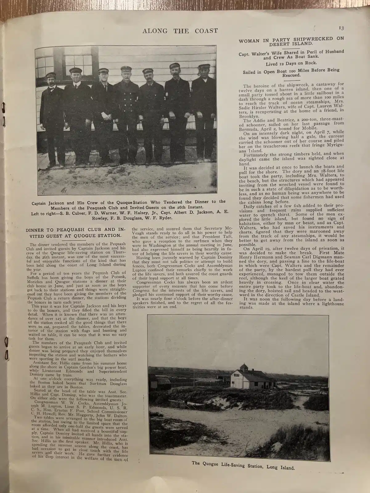 27284e, f. (magazines) Along the Coast – Official Organ of the Surfman’s Mutual Benefit Association. Along the Coast Publishing. Boston. Volume 1, 1909. - Image 3