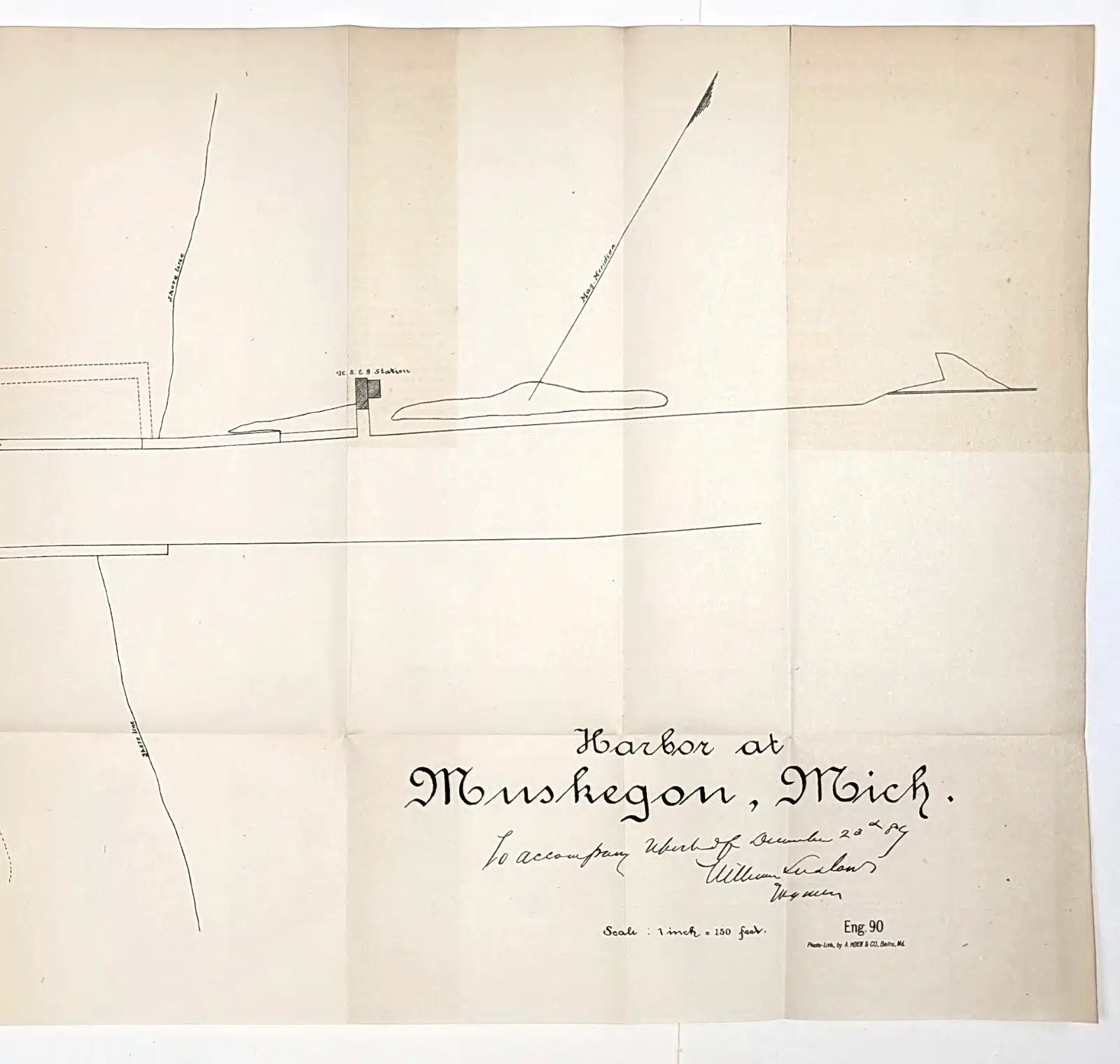 35048. Lake Michigan Harbor Maps Showing Life-Saving Station c.1890. - Image 4