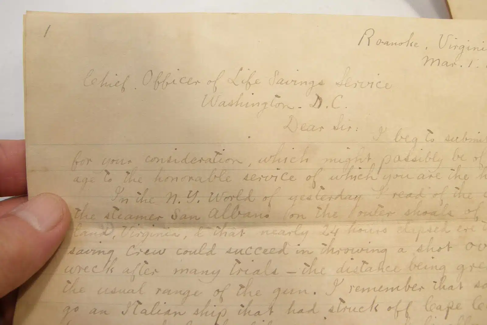 35052. (3 documents) Letter Re: Shipwrecks & Kites with Reply Sumner Kimball U.S. Life-Saving Service. c.1892. - Image 9