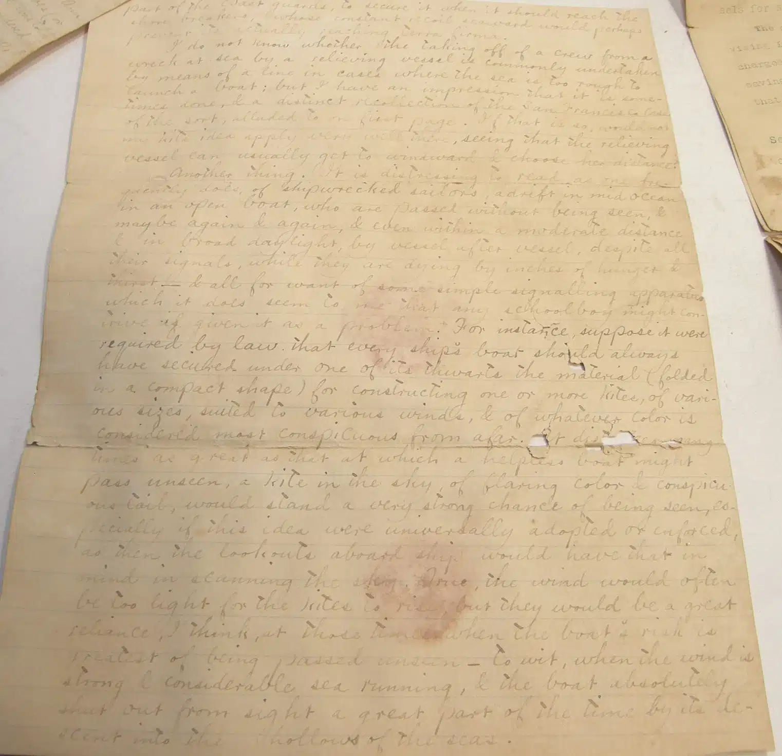 35052. (3 documents) Letter Re: Shipwrecks & Kites with Reply Sumner Kimball U.S. Life-Saving Service. c.1892. - Image 7